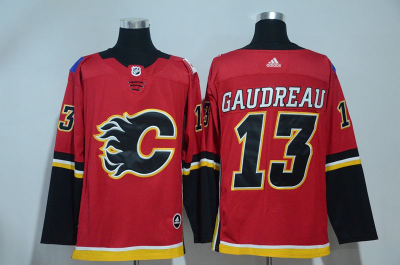 Men 2017 NHL Calgary Flames 13 Gaudreau Red Adidas jersey